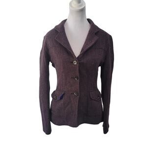 Operations Size M Purple Houndstooth‎ Wool Blend Blazer Academic Preppy Vintage